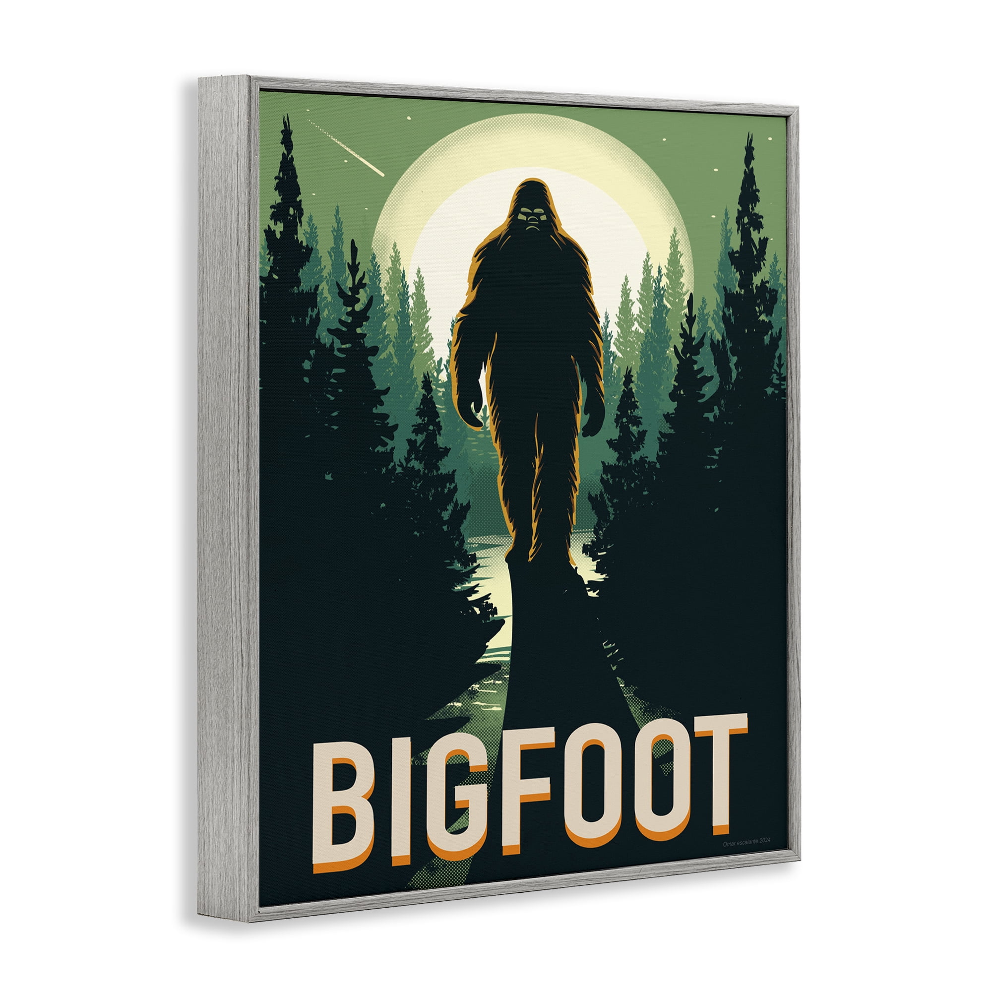 Stupell Industries Cryptid In The Woods Gray Framed Giclee Art, design by Omar Escalante