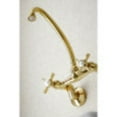 thumbnail image 4 of Kingston Brass KS114PB Essex 2-Handle 6" Adjustable Center Wall Mount Kitchen Faucet, Polished Brass, 4 of 5