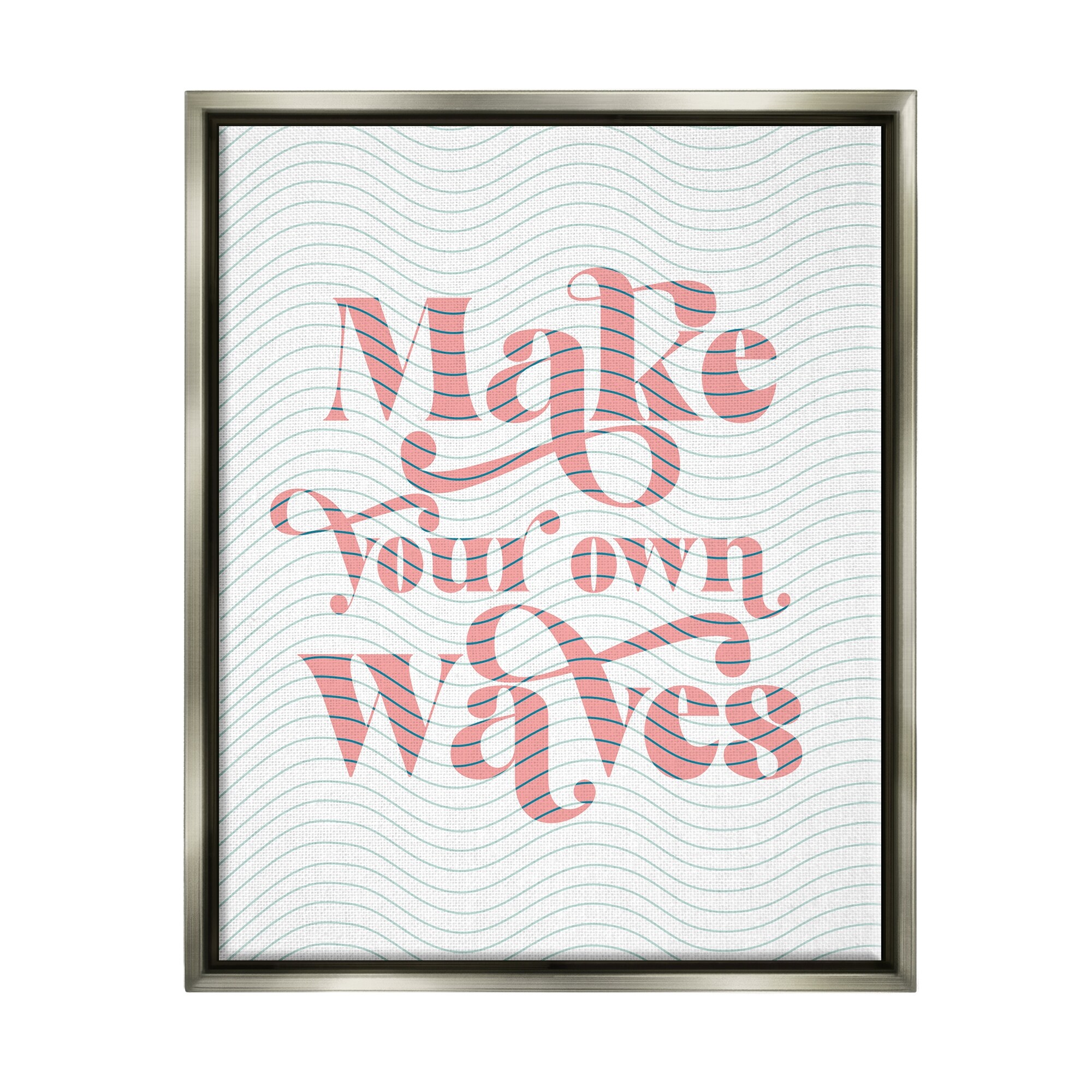 Stupell Industries Make Your Own Waves Groovy Patterned Stripes Graphic Art Luster Gray Floating Framed Canvas Print Wall Art, Design by Daphne Polselli