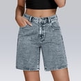 thumbnail image 2 of Soyumi Womens High Waisted Boxy Denim Shorts Summer 2025 Casual Button Down Baggy Jean Shorts with Pockets Bermuda Baggy Y2K Cargo Shorts Casual Summer Jean Jorts, Gray, 2 of 4