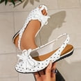 thumbnail image 6 of Gpaecead Women's Polka Dot Bow Flat Slingback Shoes Open Toe Slip On Soft Sole Comfort Casual Vintage Shoes, A-White, 6 of 8