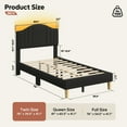 thumbnail image 5 of Pinmoco Twin Upholstered Bed Frame with Adjustable Arc-shaped Headboard, LED Platform Bed, Teddy Velvet Black, 5 of 8