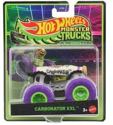 Hot Wheels Monster Trucks Glow in The Dark Collection, Piranh-Ahhhh, Bashzilla, Boneshaker, Skelesaurus, Carbonator XXL, Die-Cast Toy Vehicles, Ages 3+, 5 Pack JFX08-979C