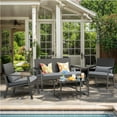 thumbnail image 3 of Noelse Patio Furniture Set,4 Piece Outdoor Wicker Patio Conversation Set with Wide Seating and Coffee Table for Balcony, Backyard, and Porch,Gray, 3 of 10