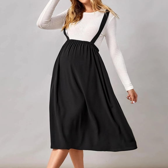 pstuiky Maternity Dress Summer Solid Color Drop Shoulder Mid-Length Dress Casual Slim Fit Sleeveless Sundress Pregnancy Clothes