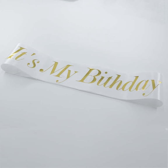 OFFIGAM White Satin Birthday Party Sash with Foil Stamping for Celebrations and Events, One Size Fits Most Adults and Teens