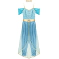 thumbnail image 5 of Aiihoo Belly Dance India Dance Off Shoulder Jumpsuit with Choker One Piece Outfit Blue M, 5 of 6