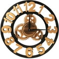 thumbnail image 1 of Reloj de pared de engranaje Industrial Vintage 3D, números romanos dorados, reloj de pared de madera, número romano plateado 40ＣＭ Xemadio LKX-0096-1, 1 of 5