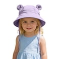 thumbnail image 5 of Jinhomg Toddler Bear Ear Bucket Hat Cute Cotton Breathable Baby Sun Hat with Chin Strap and UPF Protection Outdoor Summer Hats 1-3Y,Purple, 5 of 7