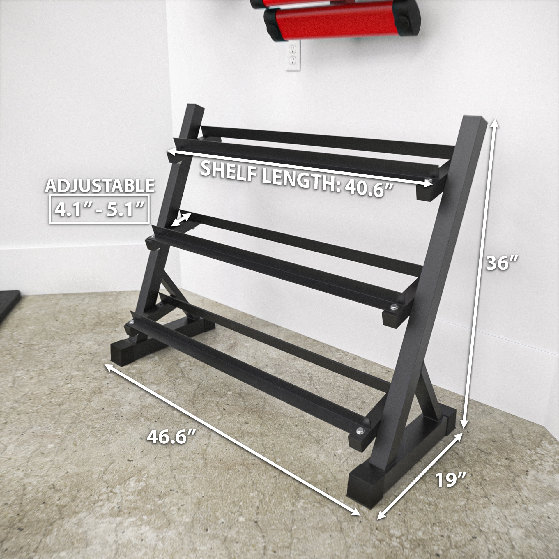 Synergee 3-Tier Dumbbell Rack Multilevel Weight Storage Organizer for Home - Large