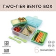 thumbnail image 4 of Melii Two-Tier Plastic Bento Box Food Storage Container, Blue, Mint, Lime, 4 of 7