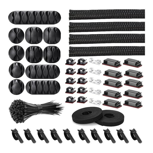 Kit Organizador de Cables de GestióN de Cables de 152 Piezas, Incluye Clips Organizadores de Cables Autoadhesivos, Clips de GestióN de Fundas de Cables