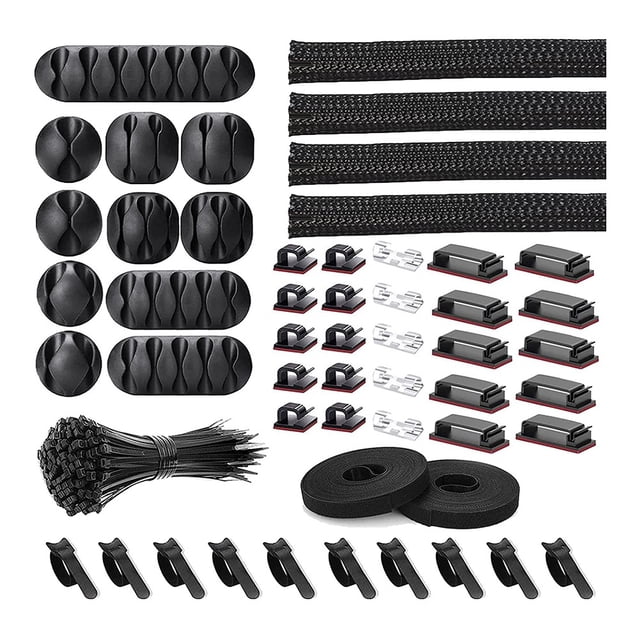 Kit Organizador de Cables de GestióN de Cables de 152 Piezas, Incluye Clips Organizadores de Cables Autoadhesivos, Clips de GestióN de Fundas de Cables