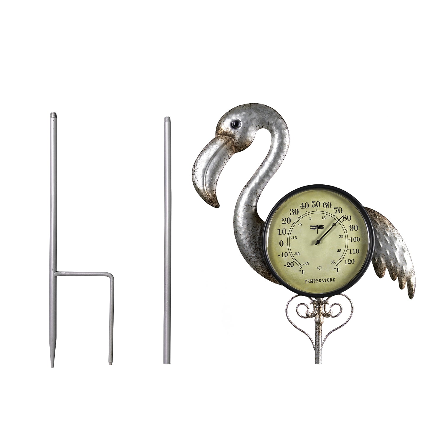 Poolmaster Outdoor Thermometer Garden Stake and Backyard Décor - Flamingo