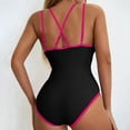 thumbnail image 6 of BSDJILFG Womens Petite One-Piece Swimsuits Cross Back V-Neck Adjustable Straps Double Support Slimming Bathing Suit, 6 of 6