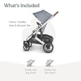 thumbnail image 2 of UPPAbaby Cruz V2 Stroller/Full-Featured Stroller with Travel System Capabilities/Toddler Seat, Bumper Bar, Bug Shield, Rain Shield Included/Gregory (Blue Mélange/Silver Frame/Saddle Leather), 2 of 5