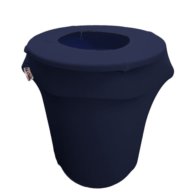 LA Linen Housse Extensible en Spandex pour Poubelle 32 Gallons Ronde, Marine