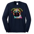 thumbnail image 2 of Pugs and Kisses Cute Dog Neon Rainbow Pug Dog Lover Mens Long Sleeve Shirt, Navy, X-Large, 2 of 3