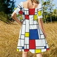 thumbnail image 5 of Retro Mondrian Plaid Casual Dress Mondrian Modern Art Street Wear Dresses Elegant Dress Female V Neck, 5 of 7