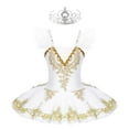 thumbnail image 2 of TiaoBug Girls Ballet Swan Dancewear Jazz Tap Latin Ballroom Dancing Dress Halloween Christmas Costume 3-12, 2 of 7