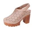 thumbnail image 2 of Miluxas Women's Solid Color Platform Slingback High Heels Ladies Closed Pointed Toe Pump Shoes Khaki 8.5(41), 2 of 9