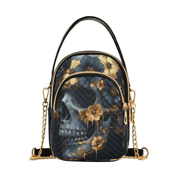 ALAZA Chain Crossbody Bags for Women Skull Shoulder Handbag Phone Purse