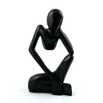 G6 Collection 12" Wooden Handmade Abstract Sculpture Statue Handcrafted - Thinking Man - Gift Art Decorative Home Decor Figurine Accent Decoration Artwork Hand Carved (Black)