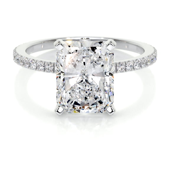 Blue Jewelry Radiant Cut Excellent 2.5 Ct Moissanite Ring For Women's - Wedding Ring - 14K White Gold Plated Ring for Her - Eternity Band Moissanite Rings for Her - Solitaire with Accent Rings