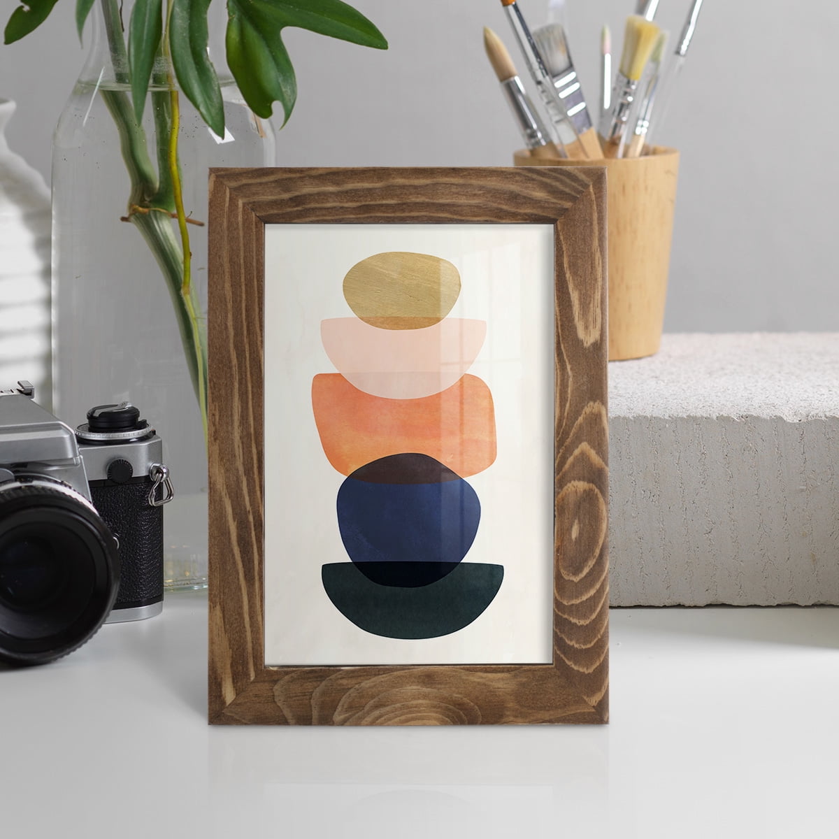 Mod Pods II -Framed Print w/glass-Walnut