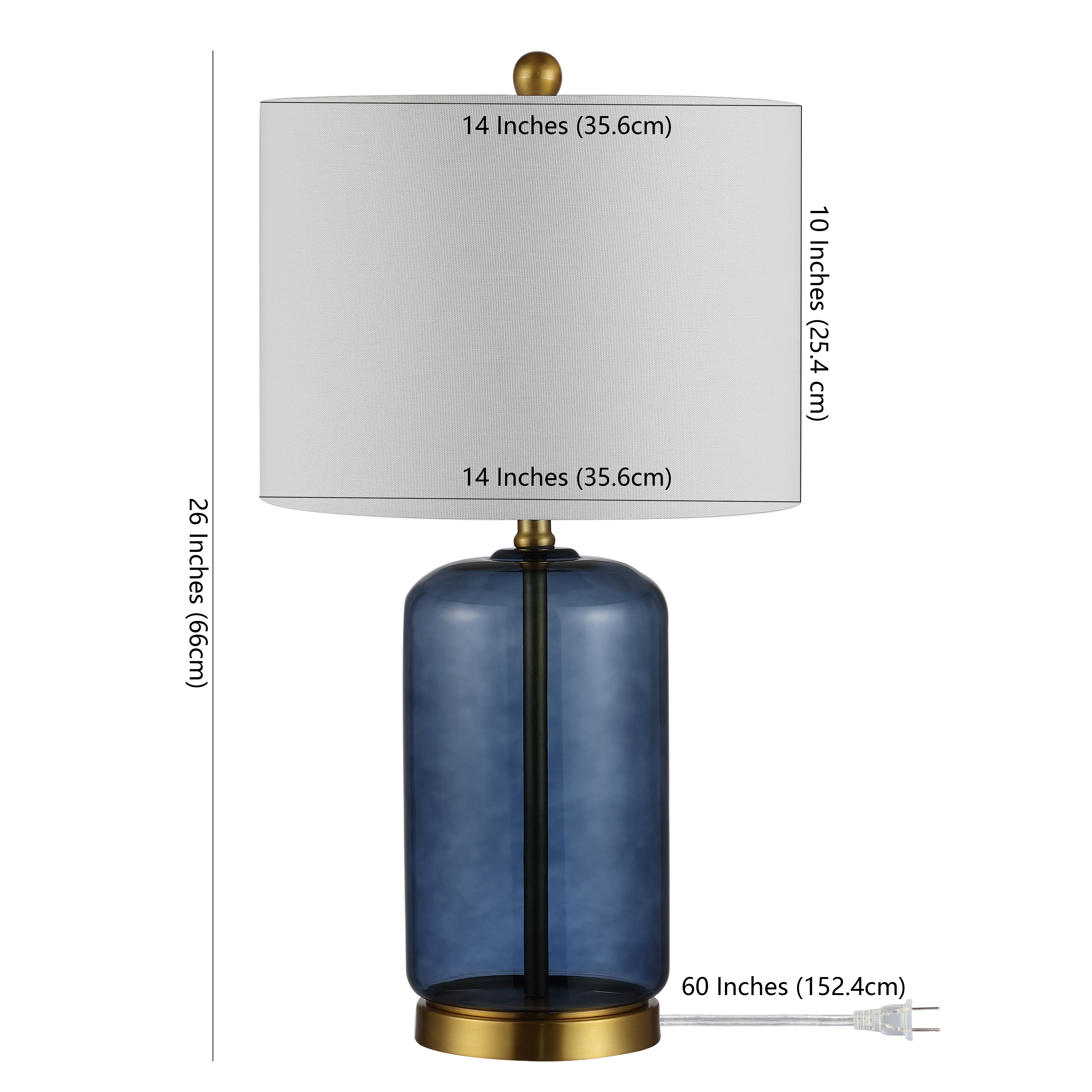 Safavieh Novah 16 in Modern Gold Table Lamps with Clear Glass White Transitional Shades
