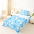 thumbnail image 3 of Manfei Kawaii Kitten Paw Twin Sheets, Dog Bone Bedding, Light Blue White, 3-Piece, 1 Flat Sheet, 1 Fitted Sheet and 1 Pillowcase, 3 of 6