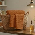 thumbnail image 4 of Sm:)e 2PC Diamond Grid Jacquard Towel 13x30 Inches, 100% Cotton Quick-Dry High Absorbency Luxury Bath Towel, Camel, 4 of 8