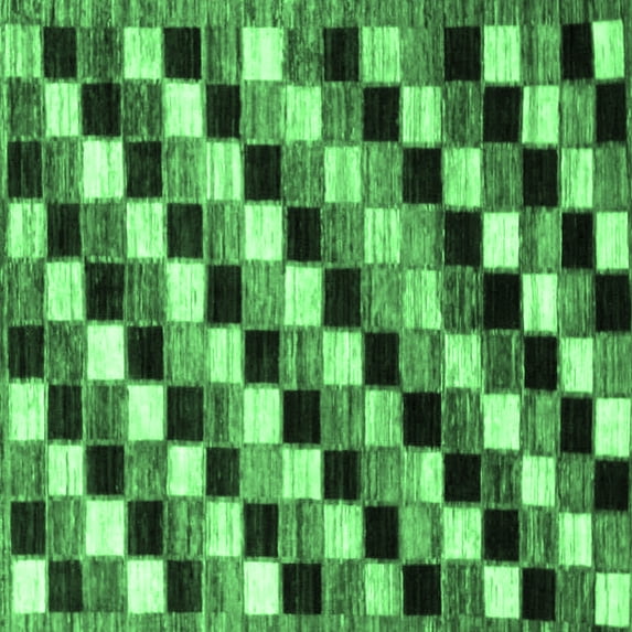 Ahgly Company Indoor Square Checkered Emerald Green Modern Area Rugs, 6' Square