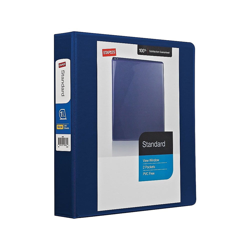 Staples Standard 1 1/2" 3Ring View Binder Blue (26439CC) 82652