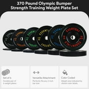 BalanceFrom 370 lb Olympic Rubber Bumper Weight Plate Set with 2” Steel Hub Inserts