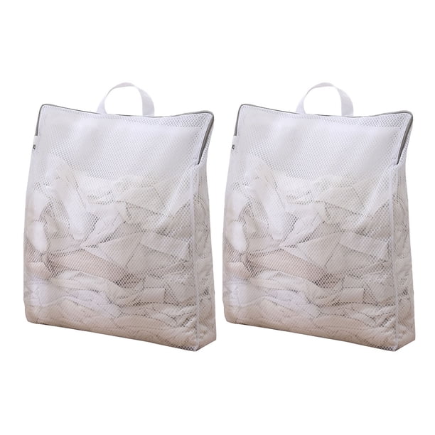 Bolsa de malla para lavar ropa interior, plegable, con asa y cremallera, ideal para viajes.