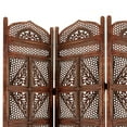 thumbnail image 2 of Traditional Four Panel Wooden Room Divider with Hand Carved Details, Antique Brown - Saltoro Sherpi, 2 of 3