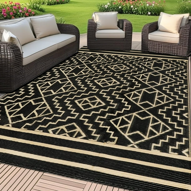 Alfombra SAND MINE 152x244 cm con pajita de plástico reversible para exteriores