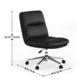 thumbnail image 4 of Merrick Lane Mid-Back Height-Adjustable Armless Swivel Office Chair with Wheels - Black Padded Faux Leather Back and Seat, Strong Chrome Frame, 4 of 11