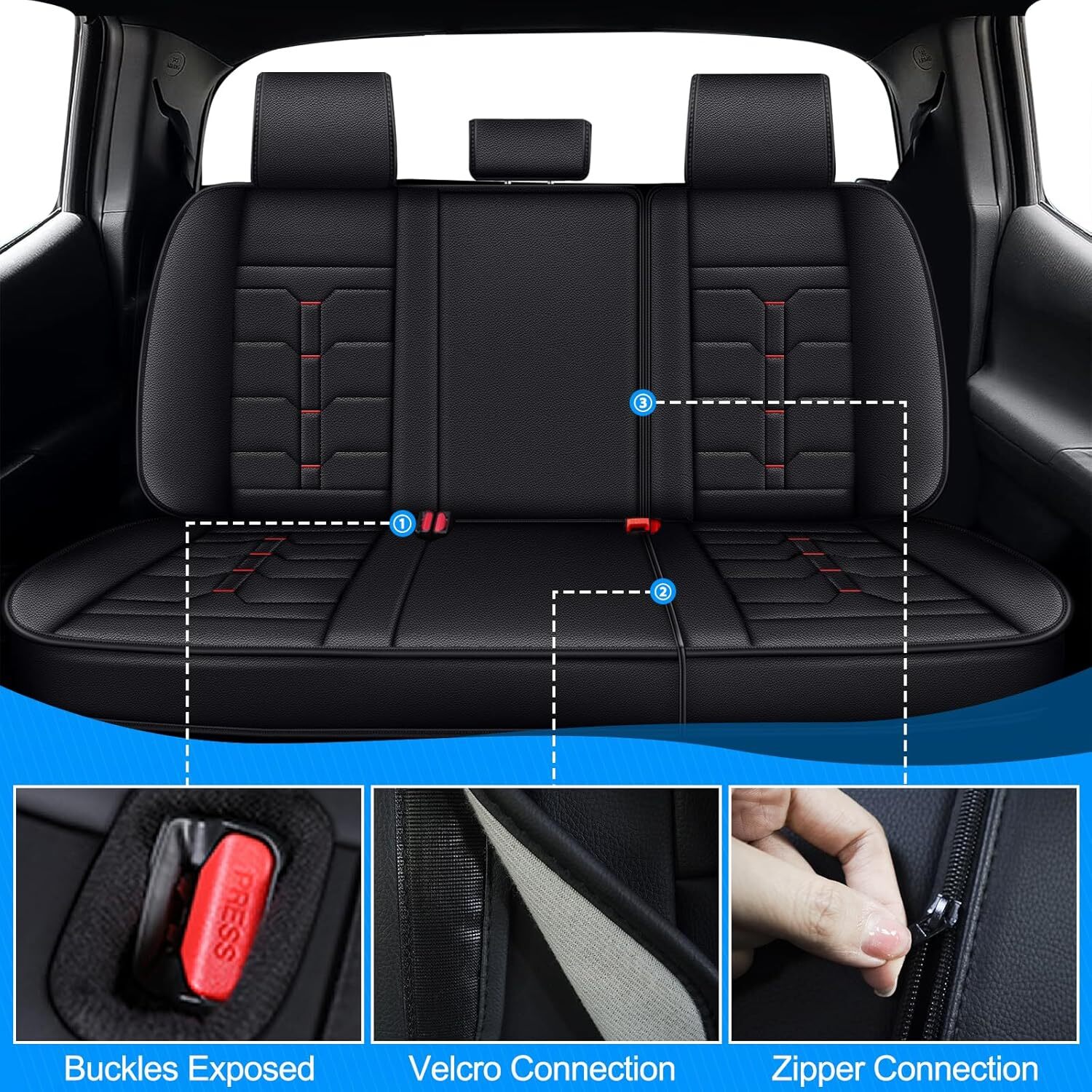 DIKSOAKR Seat Covers Full Set Car Seat Covers Fit for Toyota Tacoma 2005-2023 5-Seats Truck Pickup Double/Crew Cab SR SR5 TRD Sport TRD Off-Road PreRunner Trims