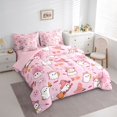 thumbnail image 2 of Homewish Kawaii Coquette Ghost Twin Bedding for Girls, Witch Hat Spider Web Candy Boo Bedding Comforter Set, Pink Reversible, 7-Piece, 2 of 7