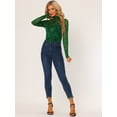 thumbnail image 3 of Blusa de encaje floral transparente Allegra K Verde Oscuro XS para mujer, 3 of 6