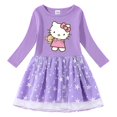 thumbnail image 1 of Hello Kitty Spring and Autumn New Girls Cotton Cute Cartoon Print Dress Star Moon Net Yarn Long Sleeve Pleated Princess Dress, 1 of 7