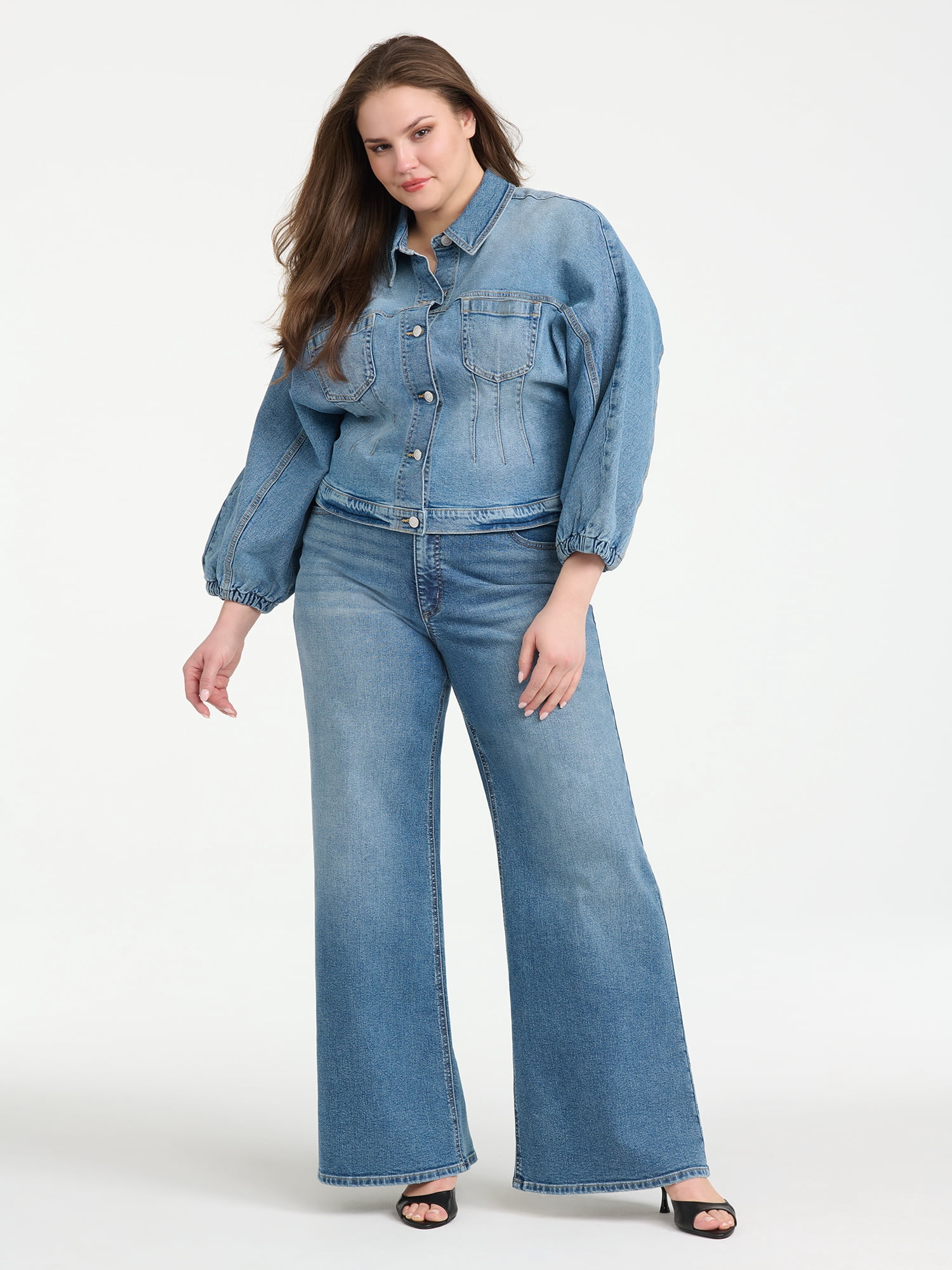 Sofia Vergara Women's Plus Size Darted Denim Waist Jacket Sizes 14W-26W