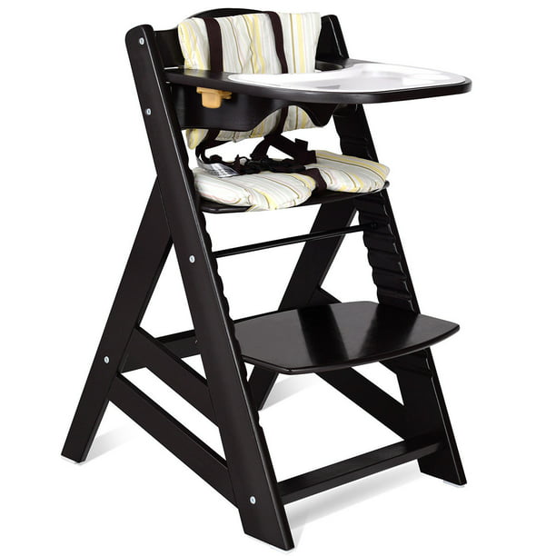 Costway Baby Toddler Wooden Highchair, Wooden High Chair With Removable Tray