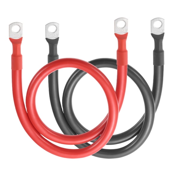 Uxcell 2 PCS 2 AWG Gauge Battery Cable Wire 3FT Length 5/16" Diameter Positive and Negative Copper Alternator Connector Extender with SC Terminals for Car RV Golf Cart Marine, Red Black