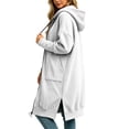 thumbnail image 5 of SETOOFF Women Long Maxi Length Zip Up Hooded Sweatshirt Side Split Long Line Hoodie Coat Oversized Drawstring Hood Jacket with Pockets Solid Color Casual Layering Outerwear for Fall Winter, 5 of 6