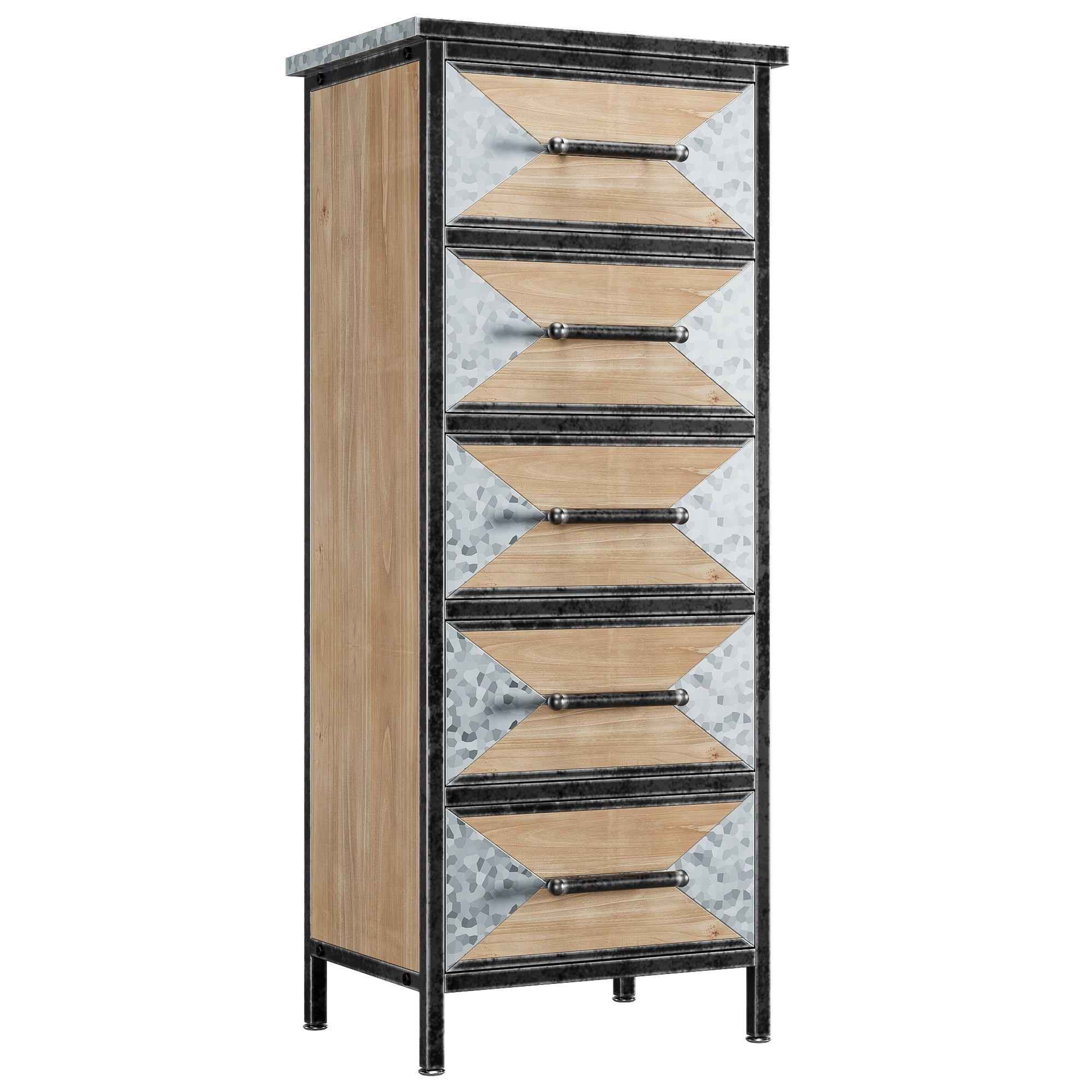 Storage with 5 Drawers, Living Room Storage Organizer with Metal Legs, Handcrafted