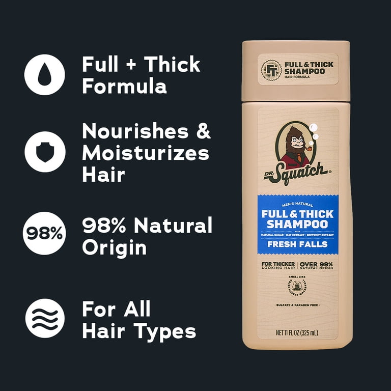 Dr. Squatch Men's Full & Thick Hydrating Shampoo, Fresh Falls