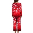 thumbnail image 4 of CZHJS Valentine's Day Womens Pajamas for Women Set Long Sleeve Festival Party Holiday Loungewear Matching Outfits Pj Sets Plus Size Pajama Wide Leg Pants and Scoop Neck Shirts Sets&nbsp; 2 Piece, 4 of 7